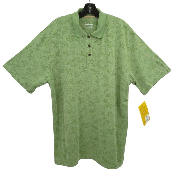 Cabelas Lakeside Beach Mountain Side Tropic Polo Shirt Mens L Short Sleeve NEW - Picture 1 of 13